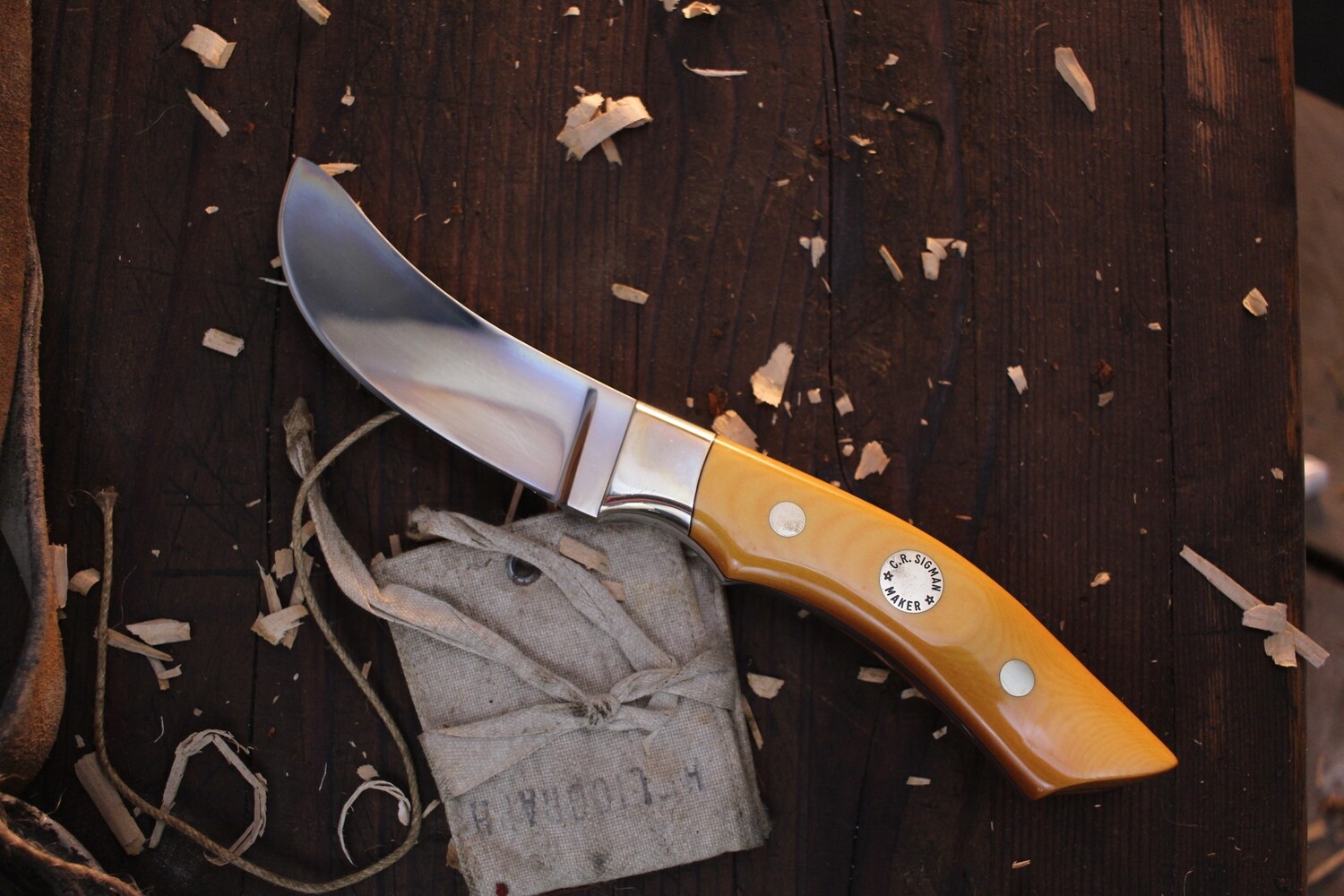 Corbet Sigman Vintage 3&quot; Skinner / Westinghouse Ivory Micarta / Satin 154CM ( Pre Owned )