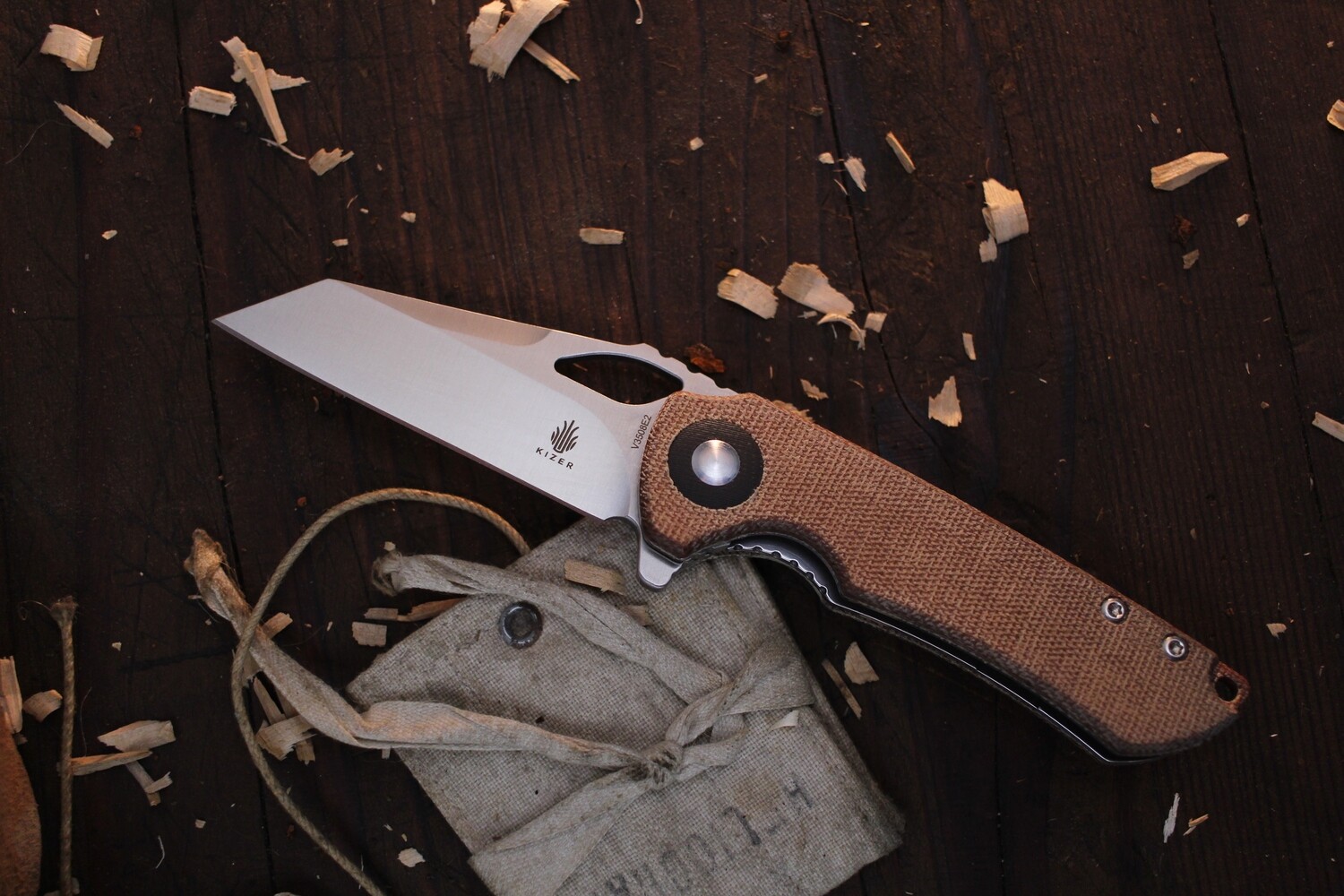 Kizer CK Knifeworks Critical Mini 3&quot; Linerlock Flipper /  Natural Micarta / Satin CPM-3V ( Pre Owned )