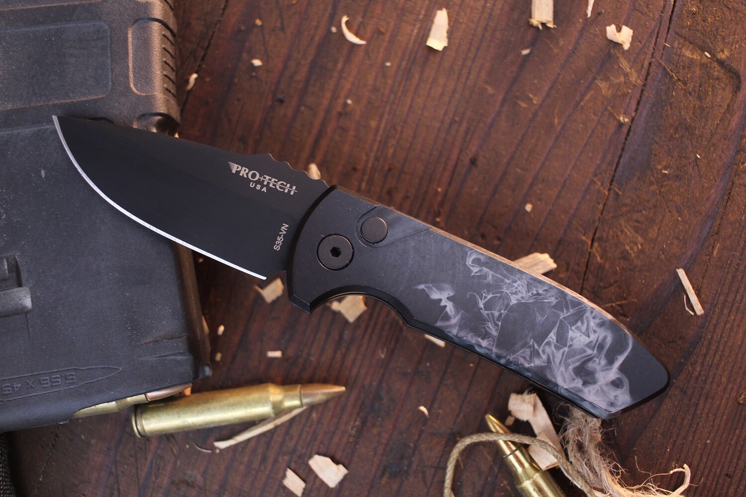 Pro-Tech Les George SBR 2.6&quot; Automatic Knife / Venom Gray Aluminum / Black S35VN