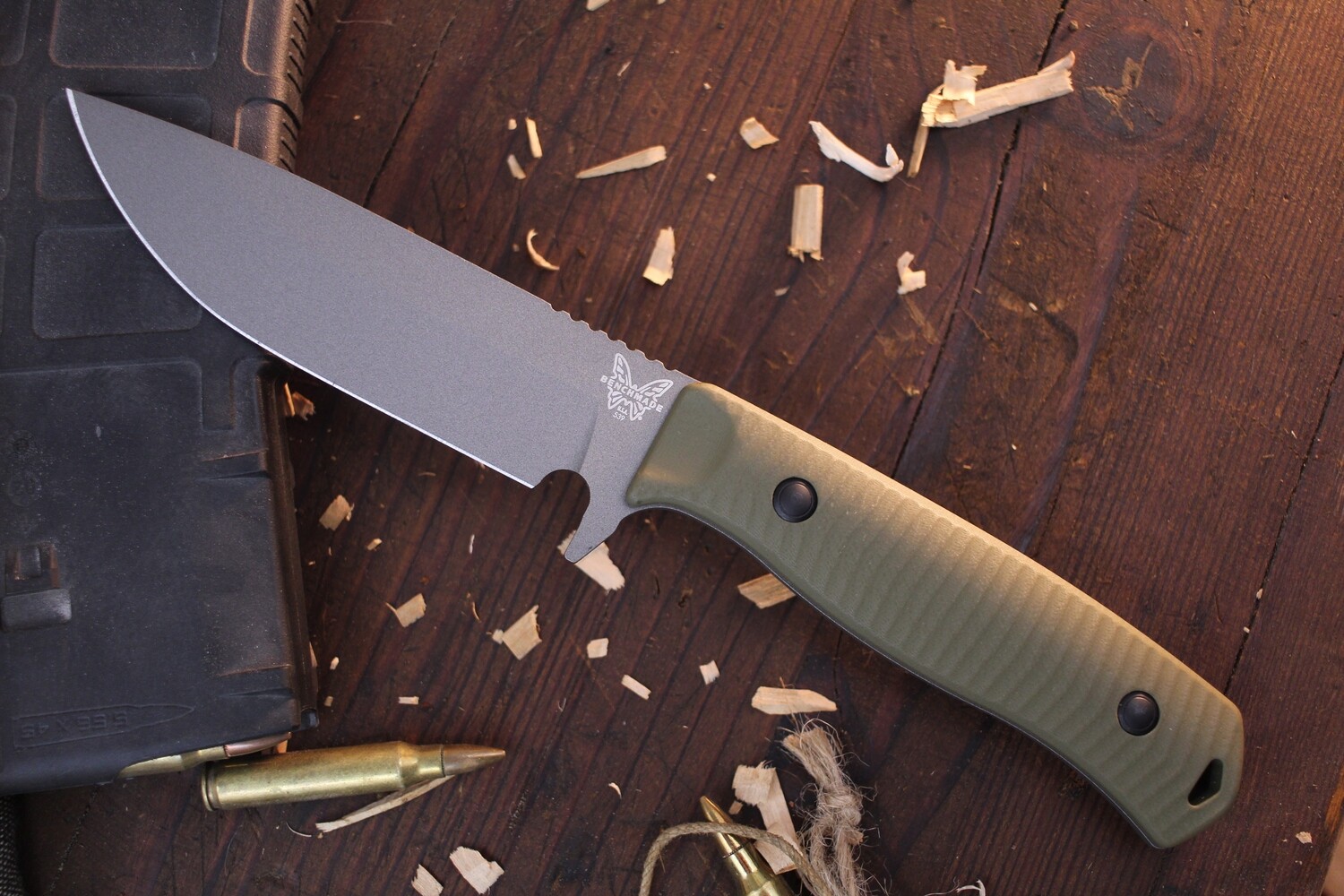 Benchmade Anonimus 5&quot; Fixed Blade / OD Green G-10 / Gray Cerakote CPM-CruWear