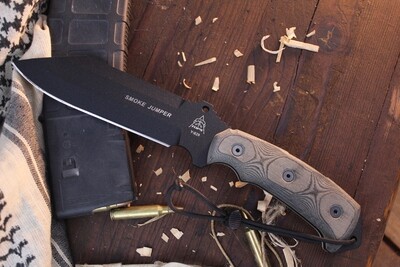 TOPS Knives Smoke Jumper 6.5" Knife Fixed / Gray Micarta / Black 1095 ( Pre Owned )