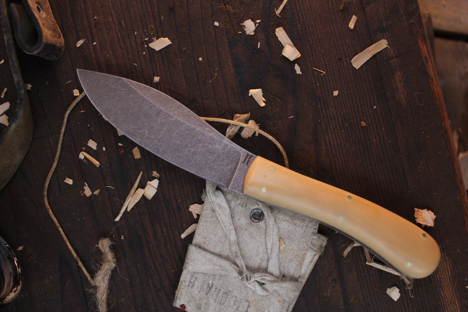 Isley Blades 4&quot; Canadian Belt Knife / Westinghouse Ivory Micarta  / Stonewashed 14C28N