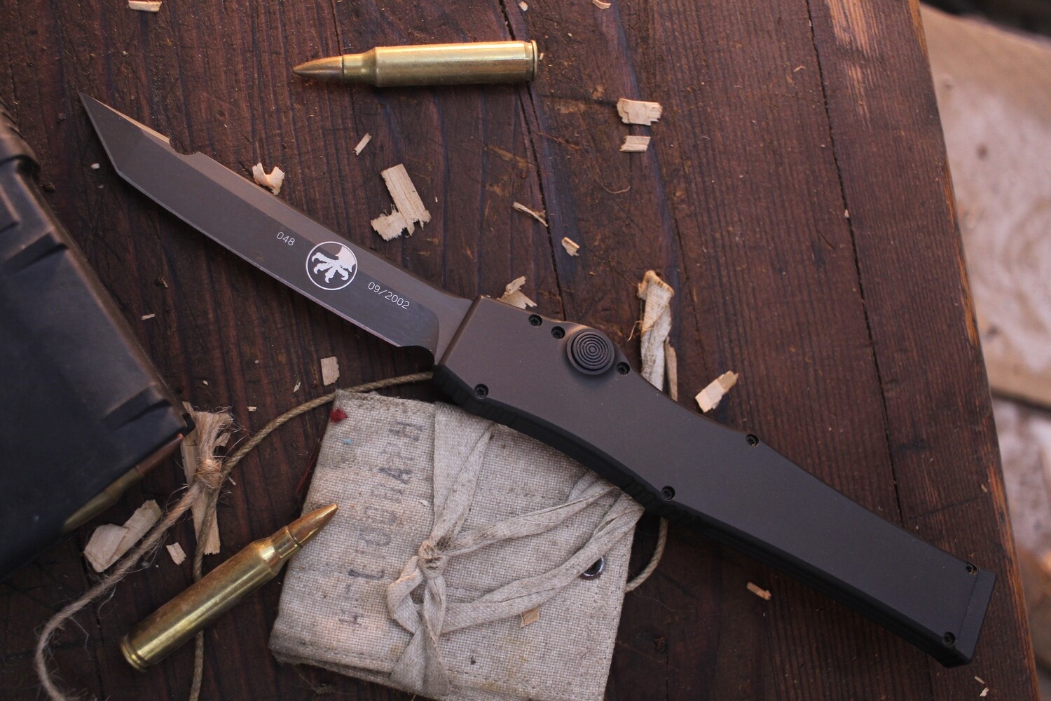 Microtech Halo II 4&quot; T/E Single Action OTF Automatic / Black Aluminum / Black  S30V ( Pre Owed )