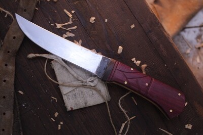 Barrett Knives Slicer 3.75” Fixed Blade / Purple Heartwood / Alaskan Forged Satin 1095