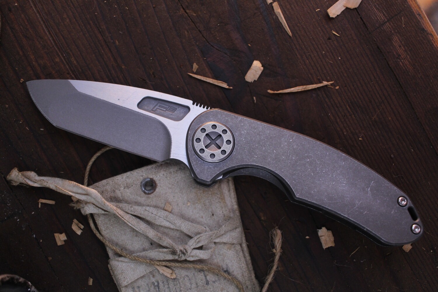 Curtiss Knives F3 Medium 3.25&quot; Non Flipper / Stonewashed Titanium / Two Tone CPM-MagnaCut Spanto