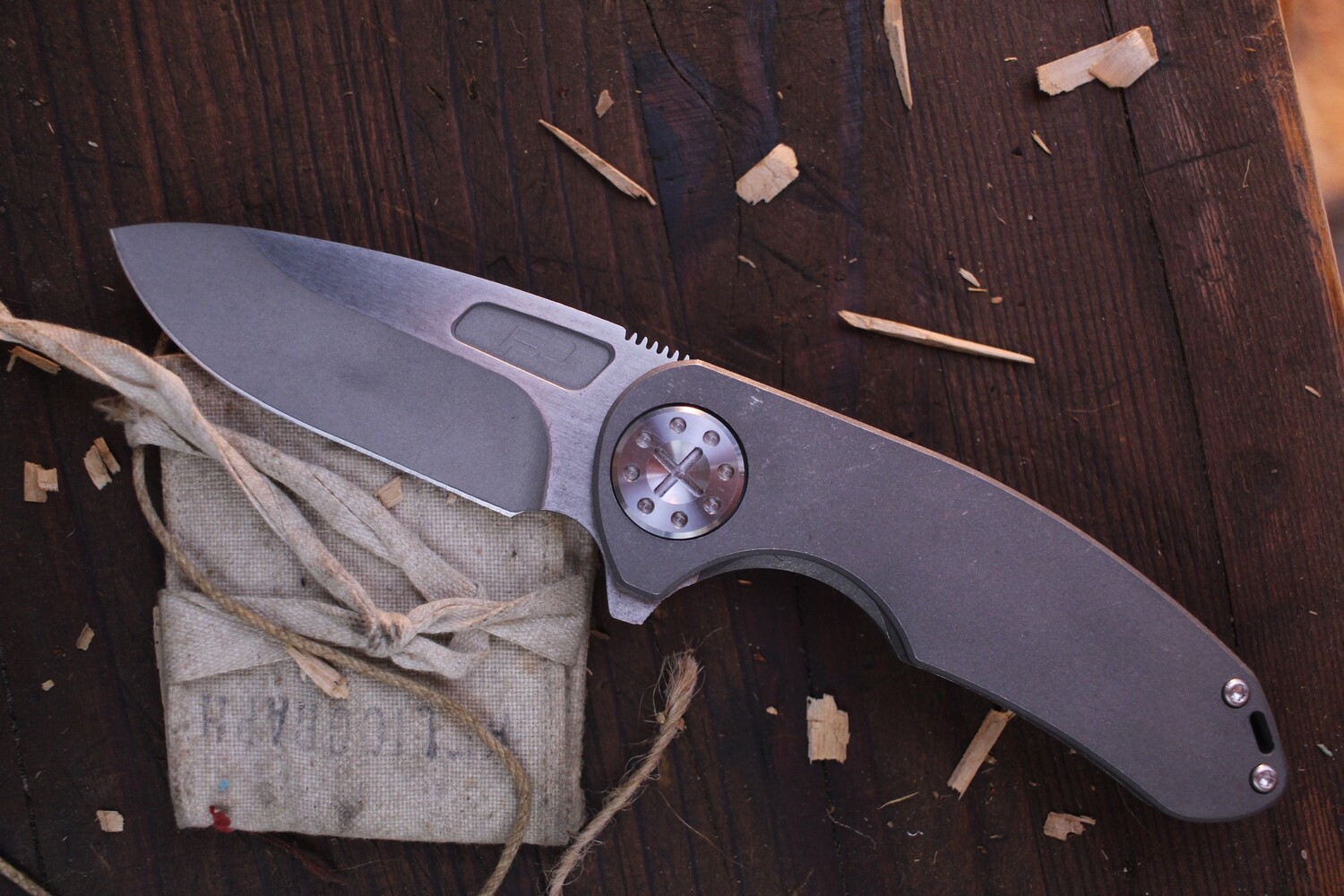 Curtiss Knives F3 Medium 3.25&quot; Framelock Flipper / Stonewashed Titanium w/ Two Tone CTS-XHP Slicer