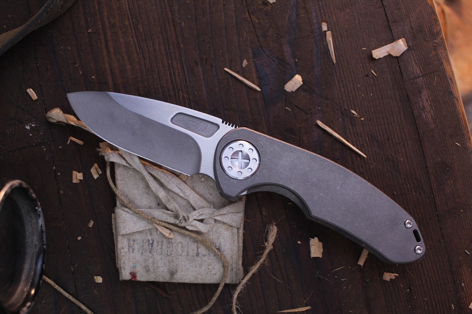 Curtiss Knives F3 Medium 3.25&quot; Non Flipper / Stonewashed Titanium w/ Two Tone CTS-XHP Slicer