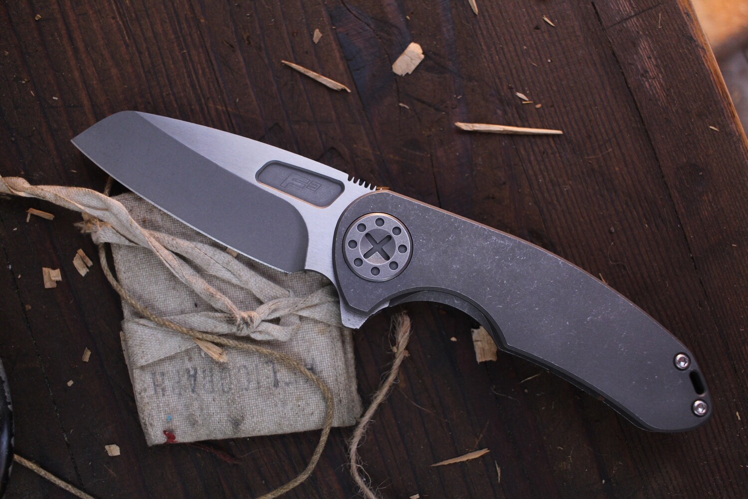 Curtiss Knives F3 Medium 3.25&quot; Framelock Flipper / Stonewashed Titanium / Two Tone CPM-MagnaCut Wharnecliffe