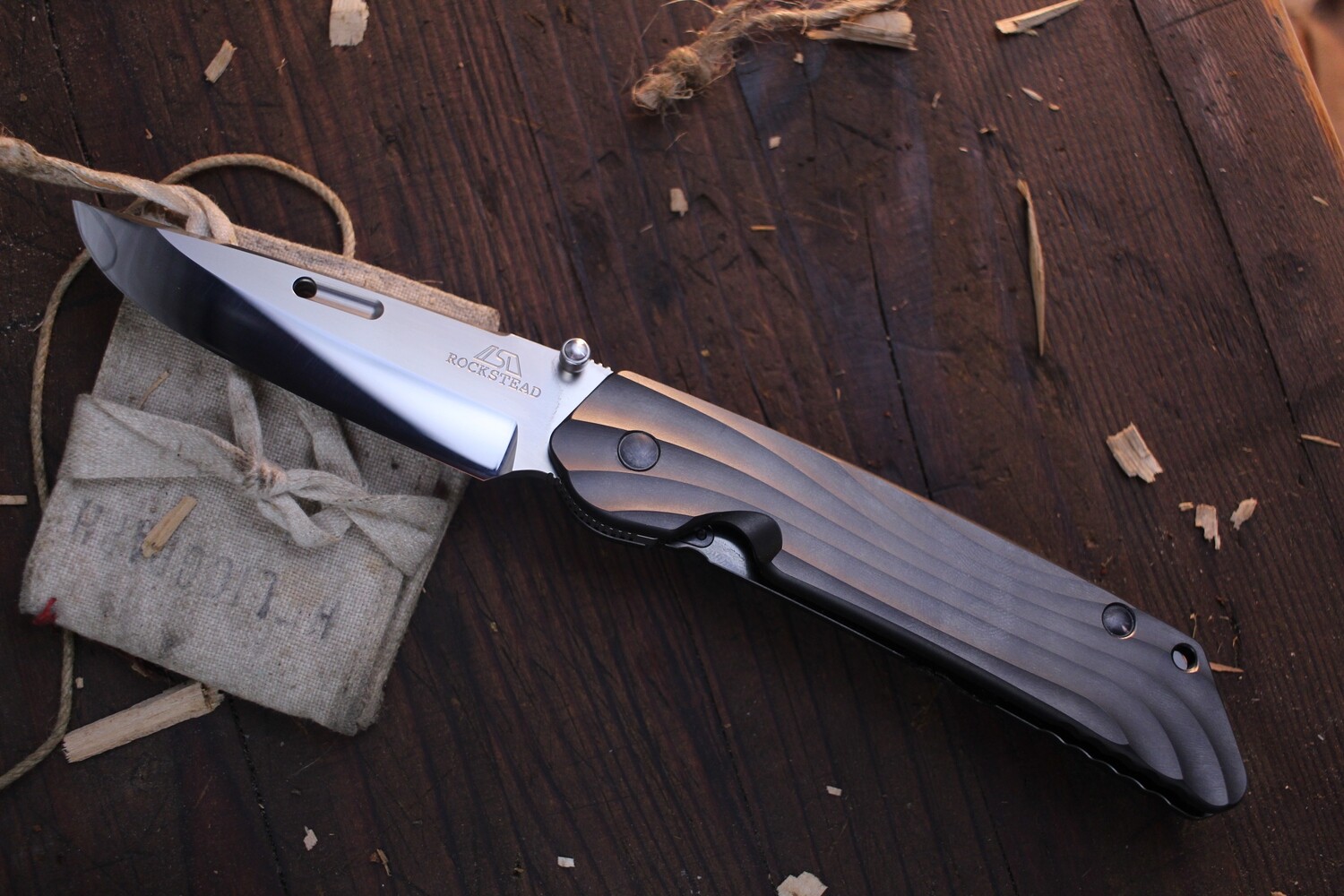 Rockstead HIGO II 3.5&quot; Japanese Frame Lock Folder / Matte Sculpted Titanium / Mirror Polished ZDP-189 ( Pre Owned )