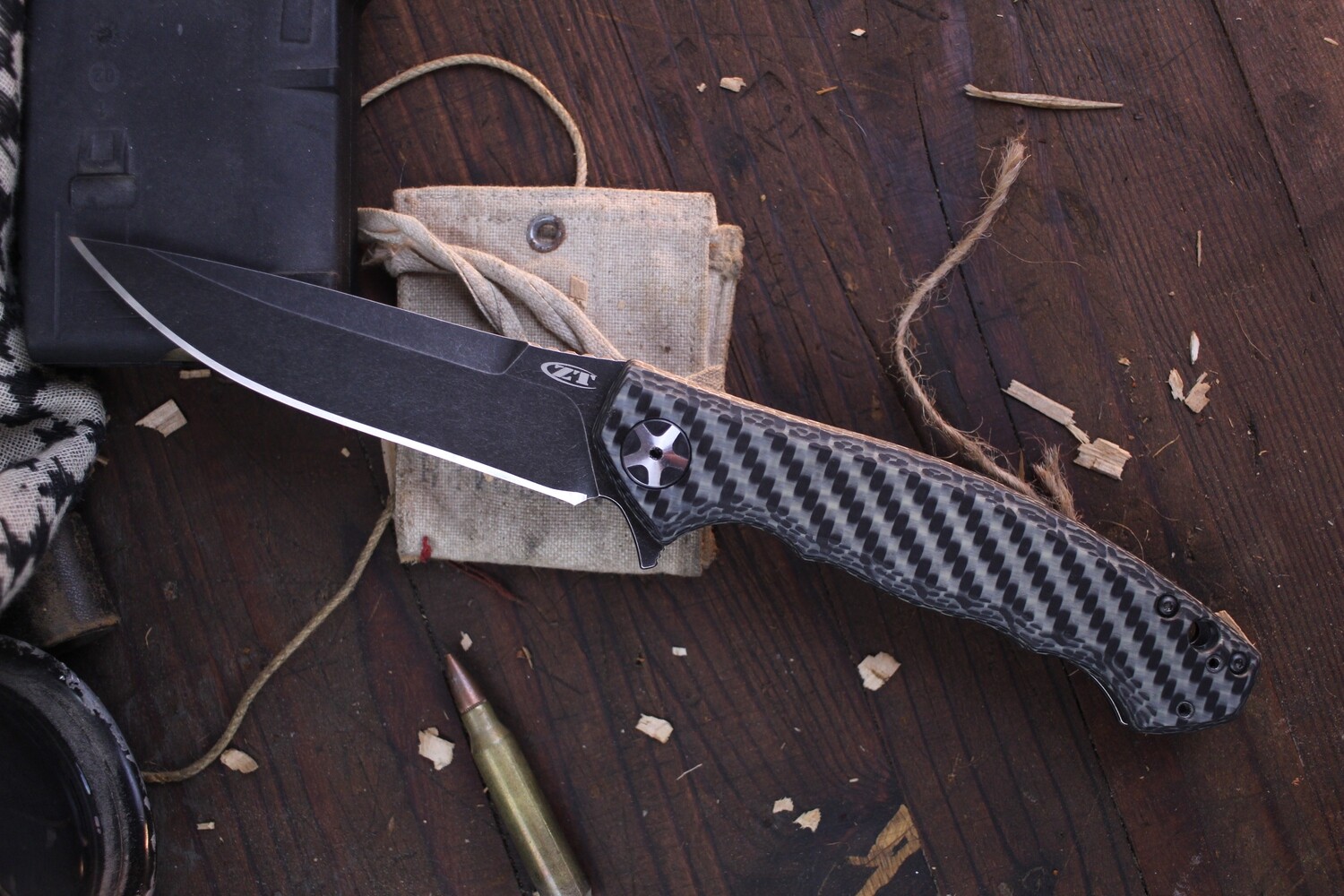 Zero Tolerance 0452WBW Sinkevich 4.1&quot; Framelock Flipper / Carbon Fiber &amp; Titanium / Blackwashed S35VN ( Pre Owned )