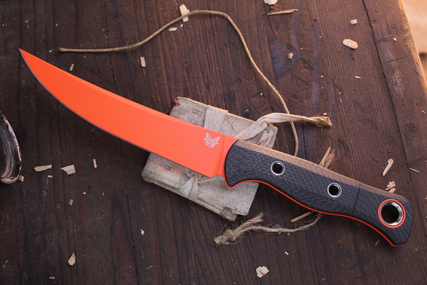 Benchmade Meatcrafter 6.1&quot; Fixed Blade /Carbon Fiber / Orange S45VN