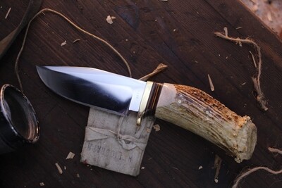 David Reed Jagger Messer 4.25" Fixed Blade / Elk Antler / Polished Clip Point D2