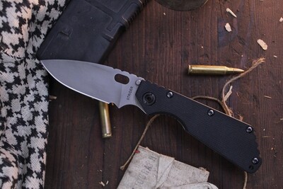 Strider SMF NSN 3.875" Folding Knife / Black G10 & Titanium / Bead Blasted S30V ( Pre Owned )
