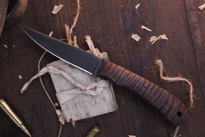 Winkler Knives Operator 4" Fixed Blade / Stablized Maple / Black 52100