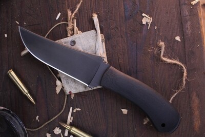 Winkler Knives Crusher 4.875" Belt Knife / Black Canvas Laminate ( Micarta ) / Black 5160