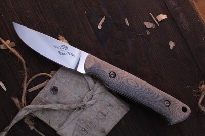White River Knives Small Game 2.625" Fixed Blade / Black & OD Green Linen Micarta / Stonewashed S35VN