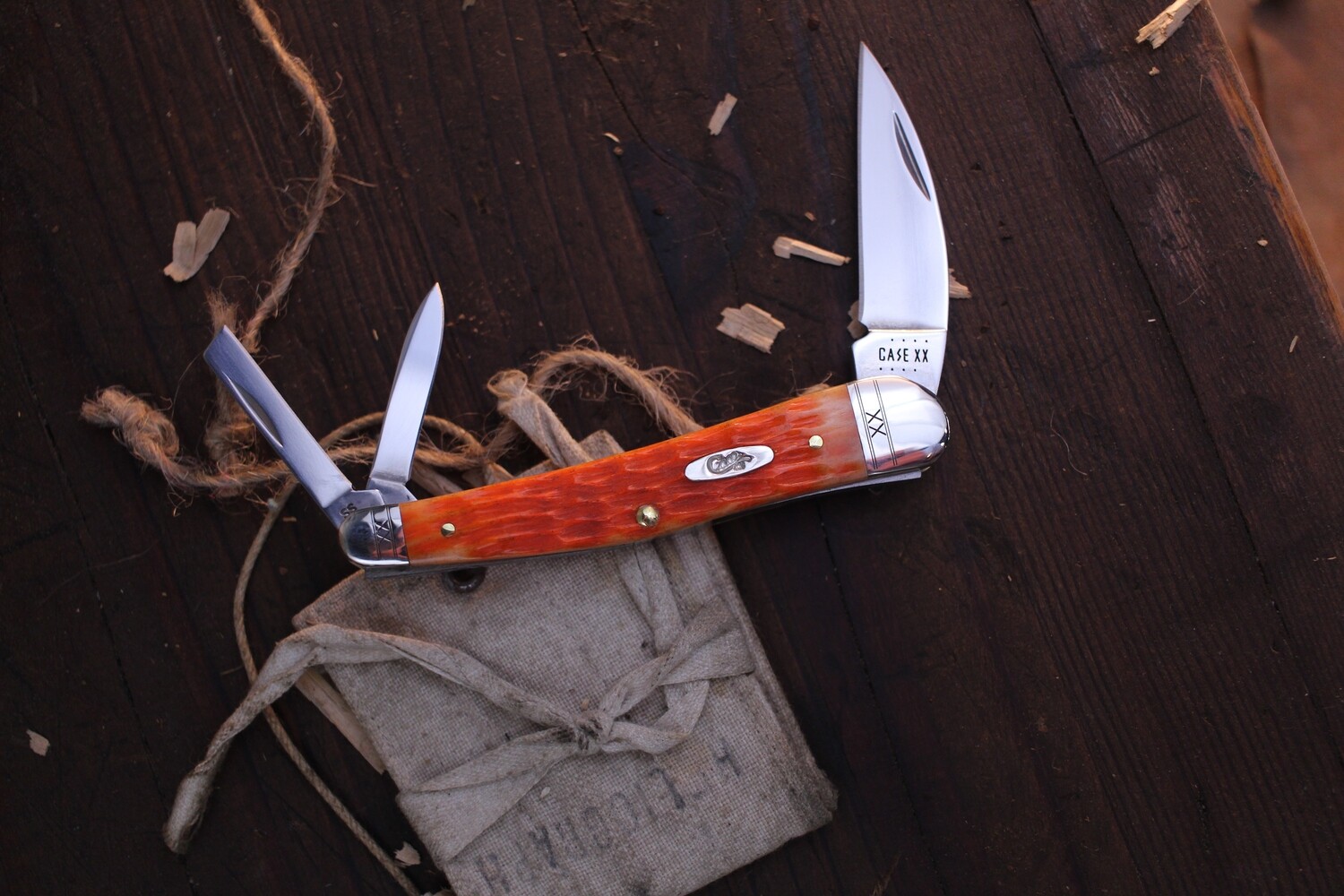 Case Seahorse Whittler Slip Joint Folder / Crandall Jig Cayenne Bone / Polished Tru-Sharp ( Discontinued )