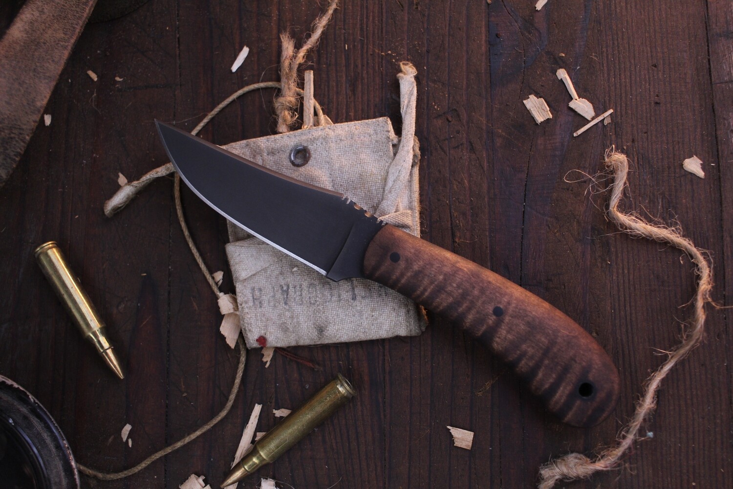 Winkler Knives Standard Duty 1 3.3" Fixed Blade / Maple Wood / Black 80CrV2