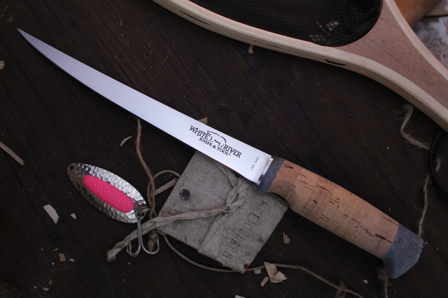 White River Knives 8.5&quot; Fillet / Cork Handle / Satin 440C Flexible Blade