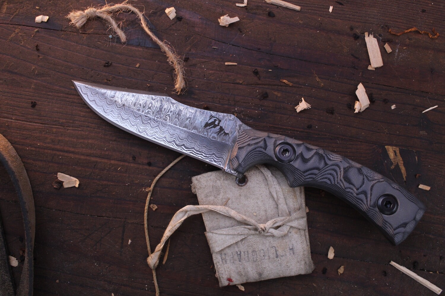 Kodiak Knife Co. LeConte 4.5&quot; Fixed Blade / Grey G10 / 1095 &amp; 15N20 Damascus ( Pre Owned )