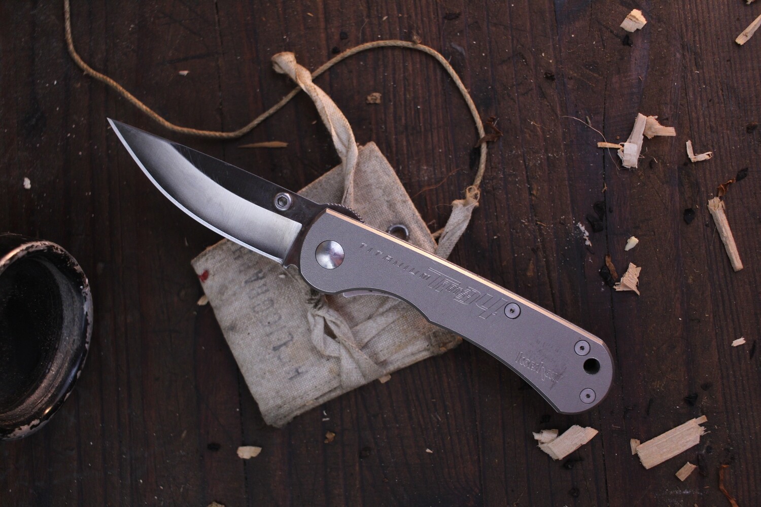 Kershaw Vintage Starkey Ridge 3&quot; Front Flipper Folder / Titanium / Satin ATS-34 ( Pre Owned )