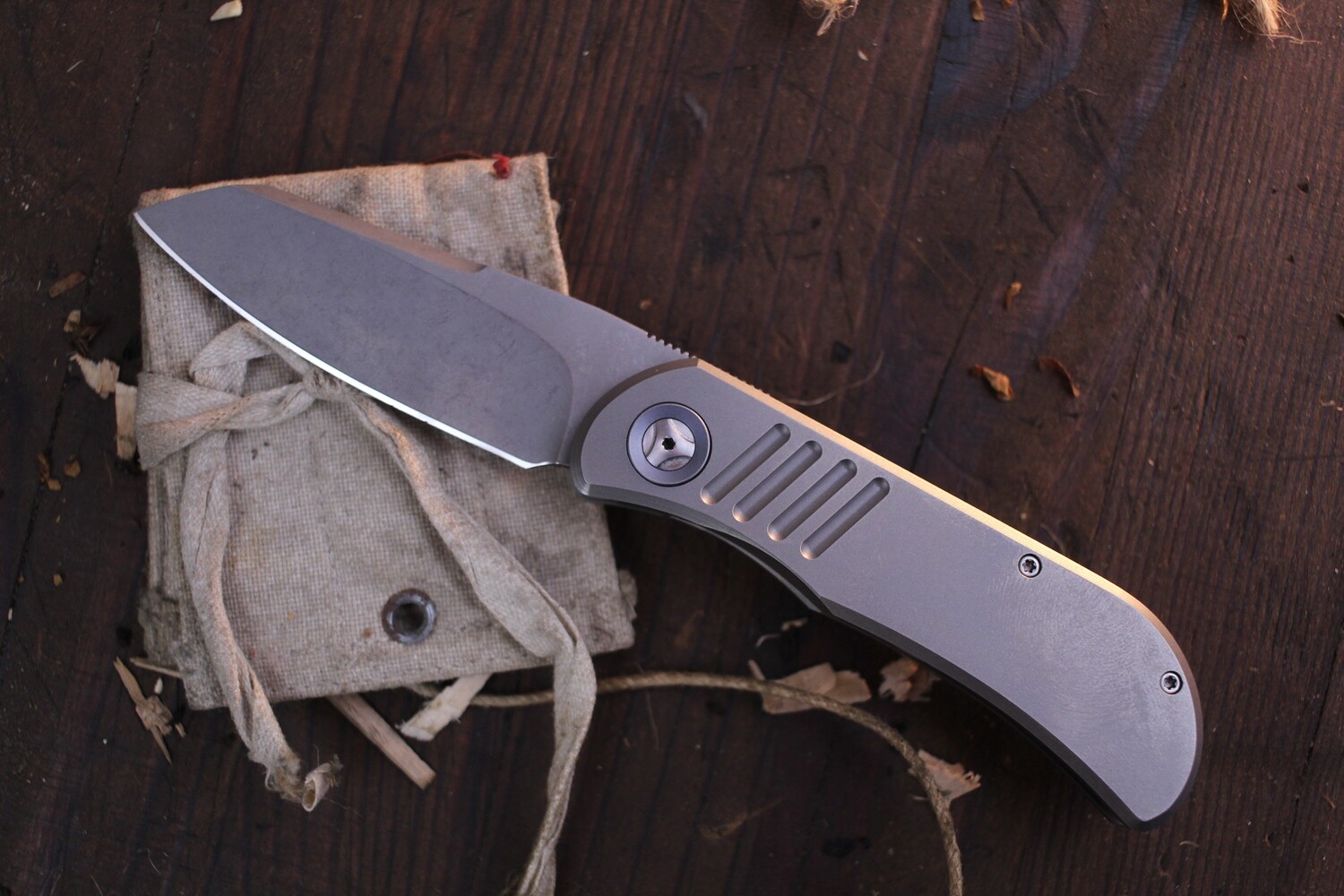 Trevor Burger Custom EXK SFL 3&quot; Front Flipper / Titanium / Stonewashed M390