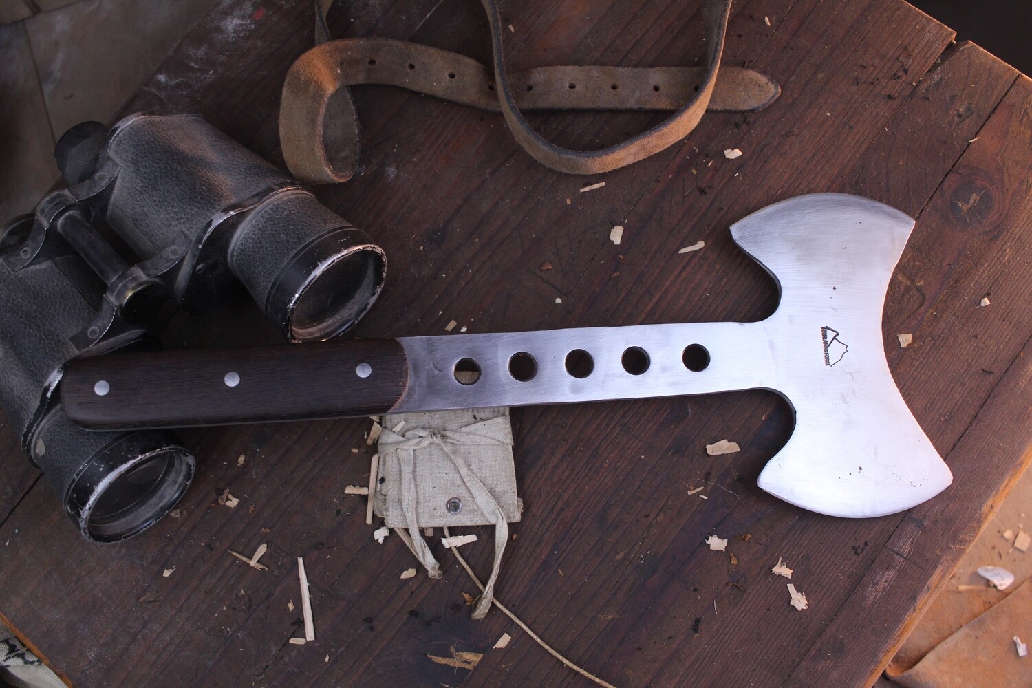 Highlands Forge Full Tang Double Bit Axe / 12&quot; Wenge &amp; Steel / Forged 6150 High Carbon