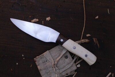 Forge 33 3.75” Spear Point Fixed Blade / Bone & Rosewood Bolster / Forged Convex Ground 80CRV2