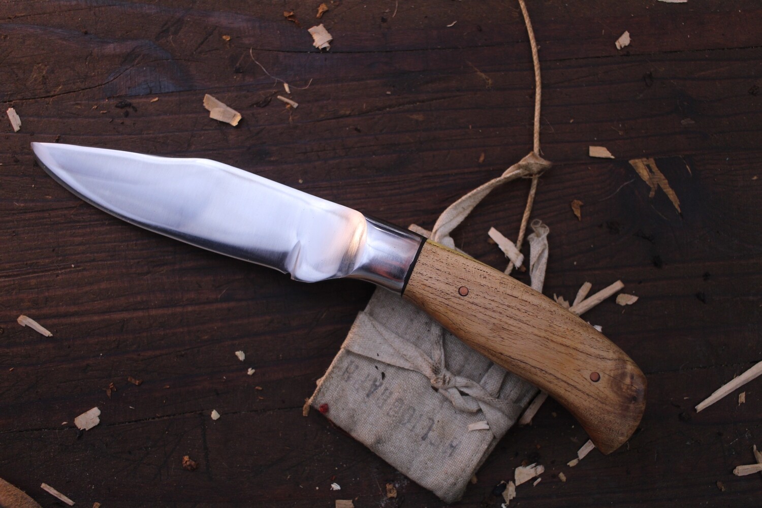 Forge 33 4.25” Clip Point Hunter / Mesquite With Integral Bolster / Forged Satin D2