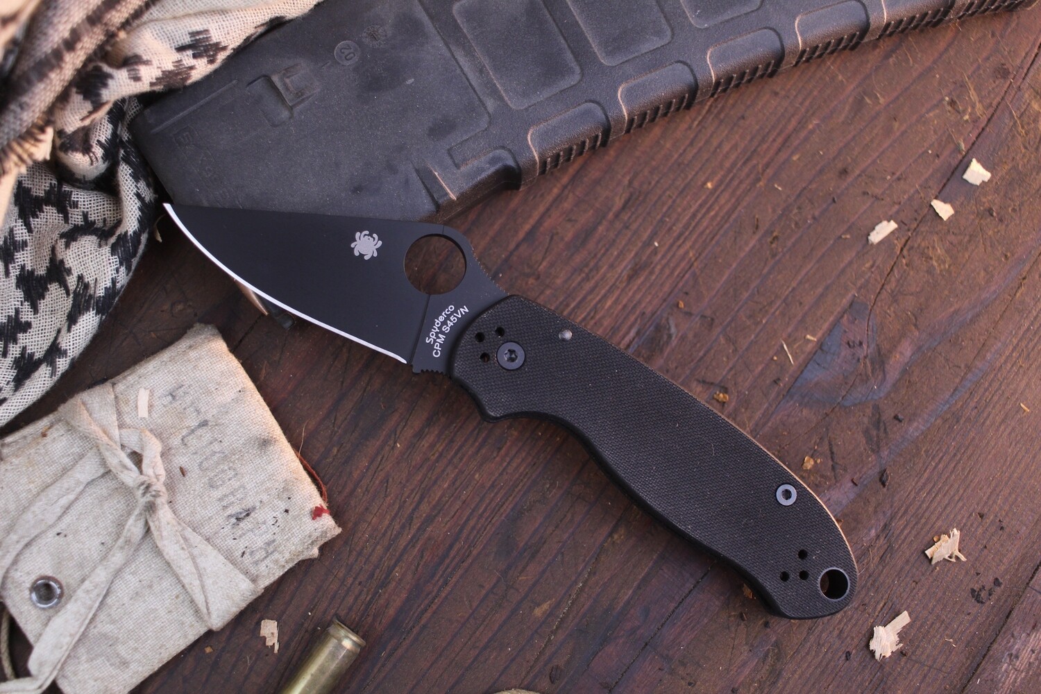 Spyderco Para 3 3&quot; Compression Lock Knife / Black G10 / Plain Black S45VN