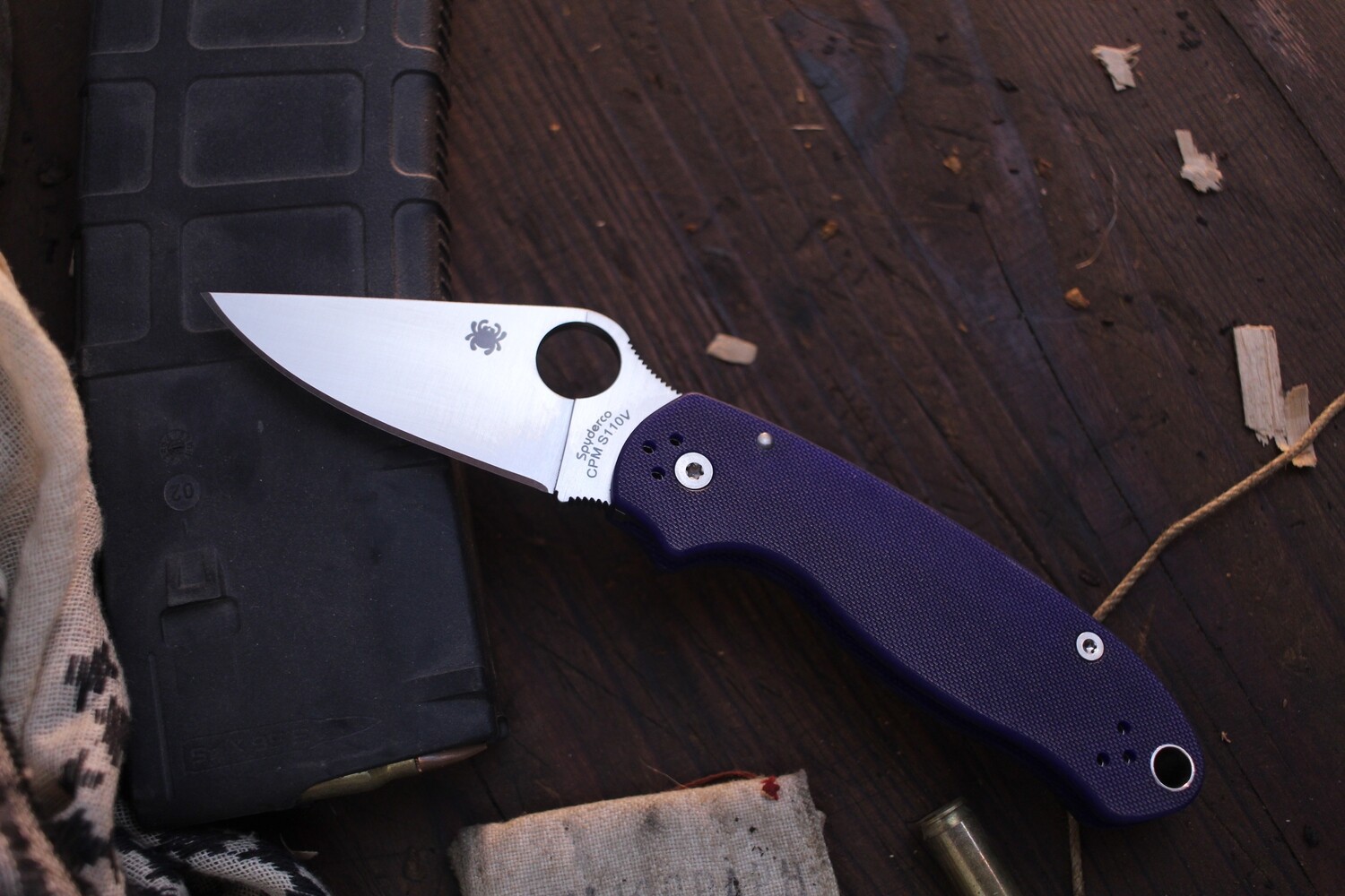 Spyderco Para 3 3&quot; Compression Lock Knife / Blurple G10 / Plain Satin S110V