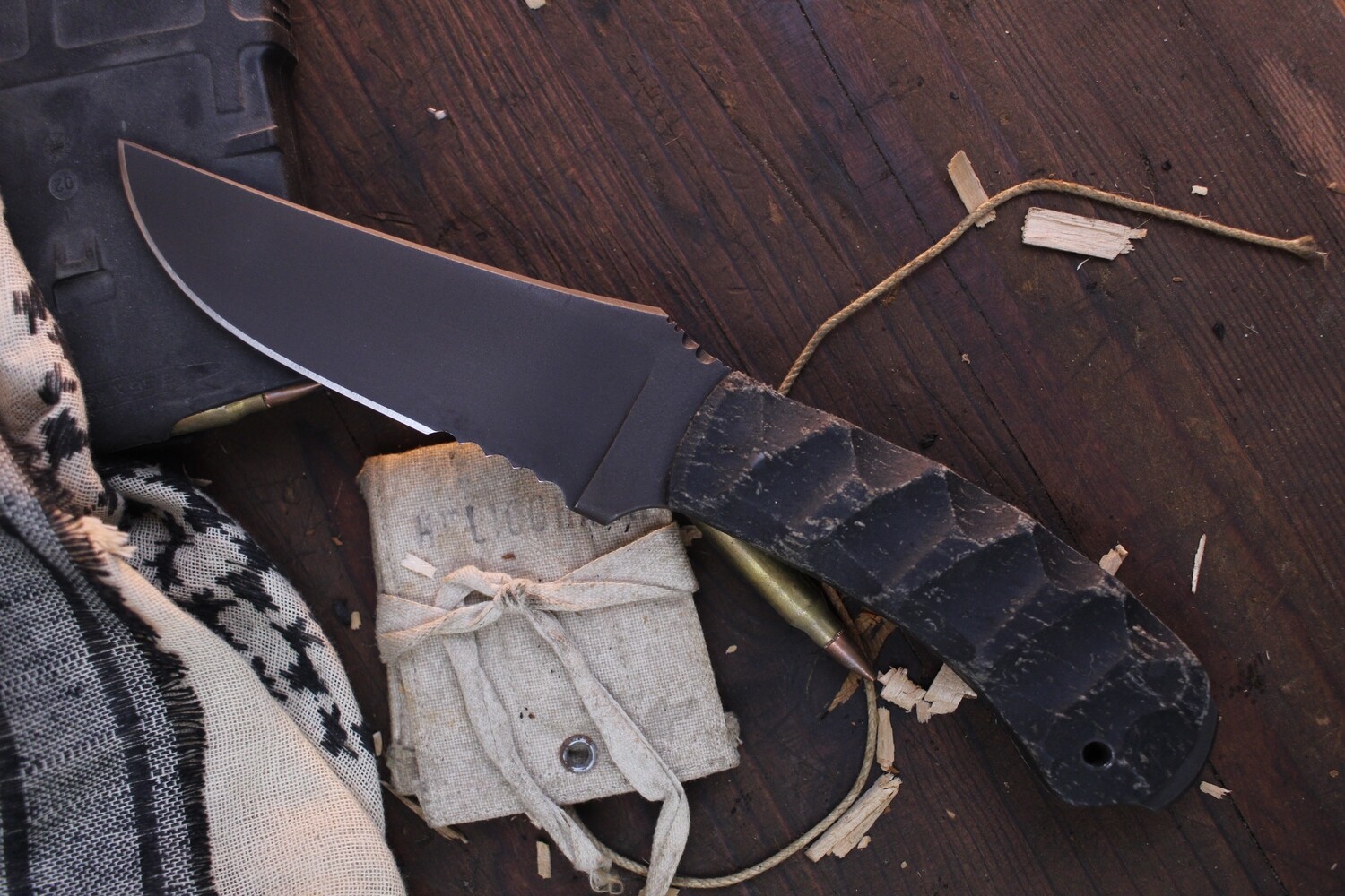 Winkler Knives Crusher Belt Knife 4" Fixed Blade / Walnut / Black 80CRV2 ( Pre Owned )