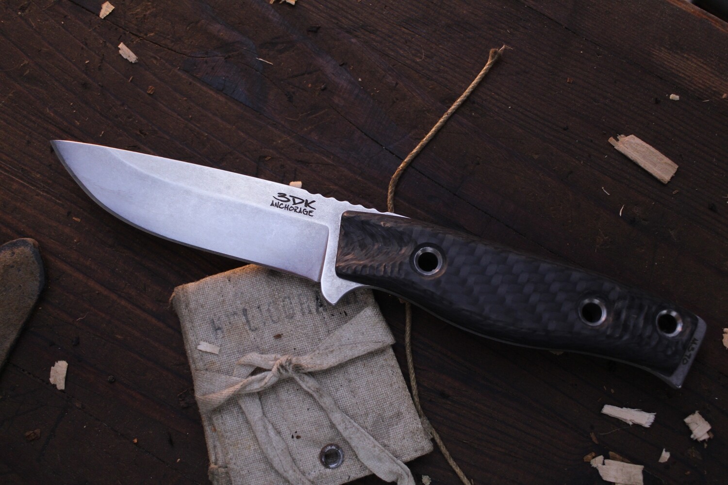 3DK MAK 4&quot; Fixed Drop Point, M390 Blade / Carbon Fiber Handle ( Pre Owned )