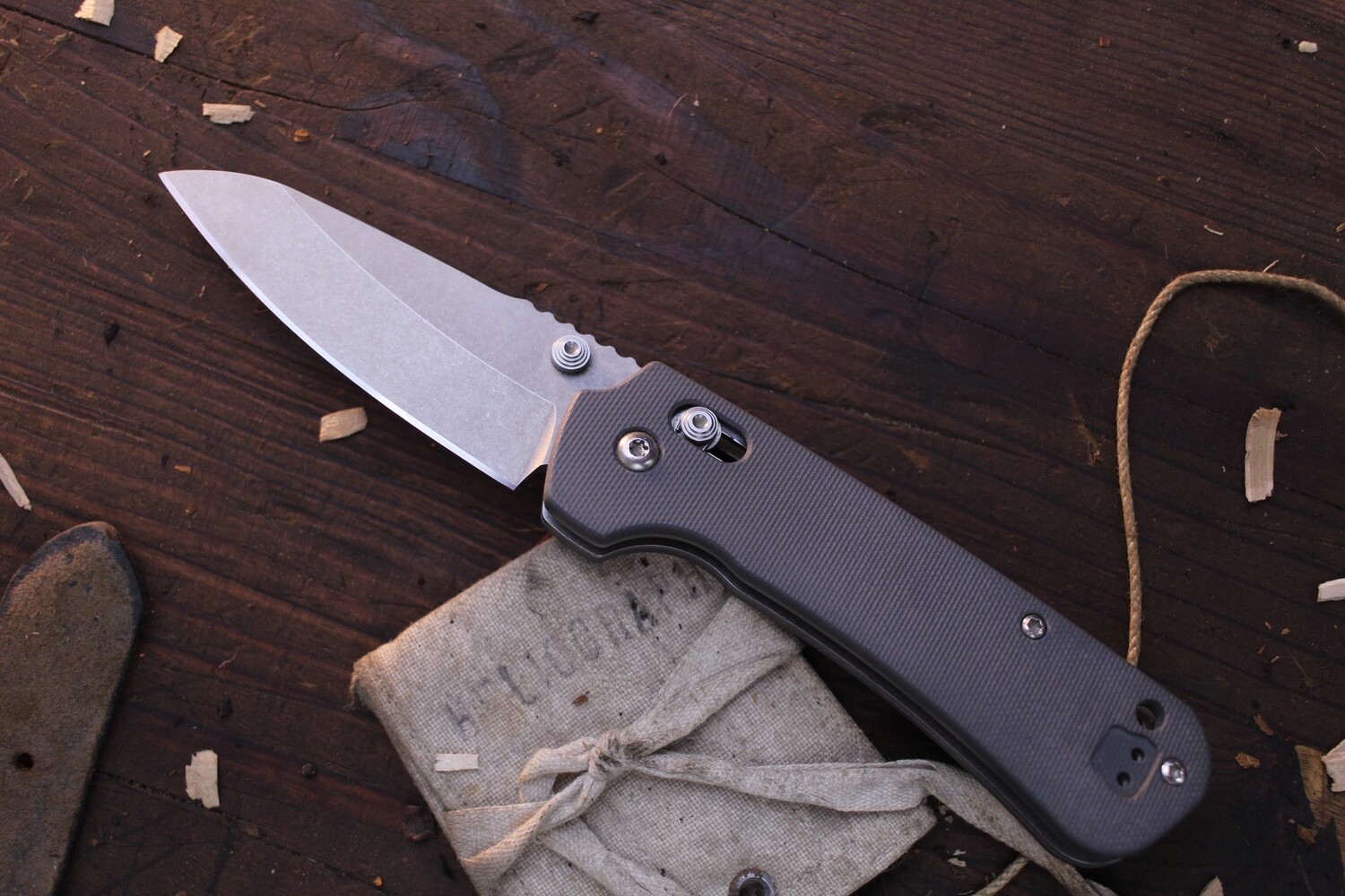 Massdrop X Schwarz Perpetua 3.25&quot; Folding Knife / Grey G10 / Stonewashed Nitro V ( Pre Owned )