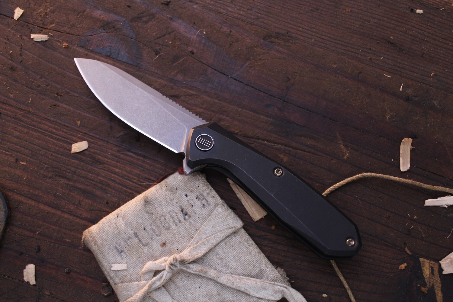 We Knife Co. Mote 2.6&quot; Folding Knife / Black Titanium / Stonewashed S35VN ( Pre Owned )