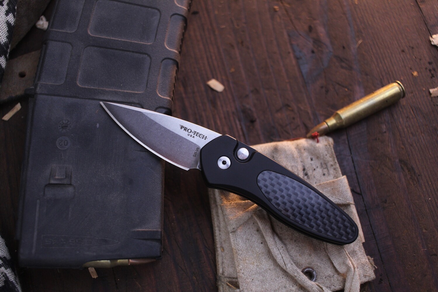 Pro-Tech Sprint 1.95&quot; Automatic Knife / Aluminum &amp; Carbon Fiber / Stonewashed S35VN ( Pre Owned )
