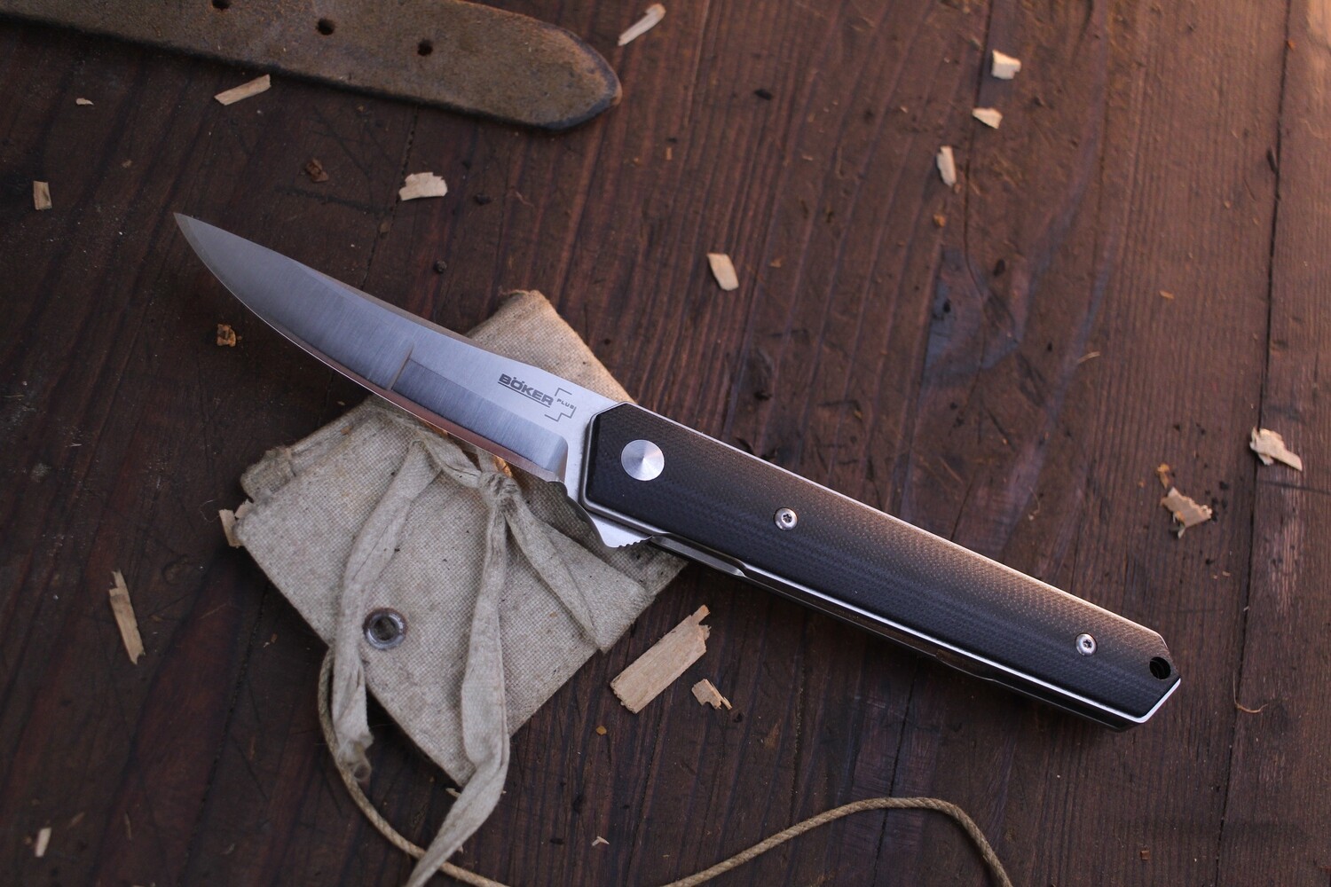 Boker Plus Kwaiken 3.5&quot; Duplex Flipper, Black G-10 / Satin VG-10 ( Pre Owned )