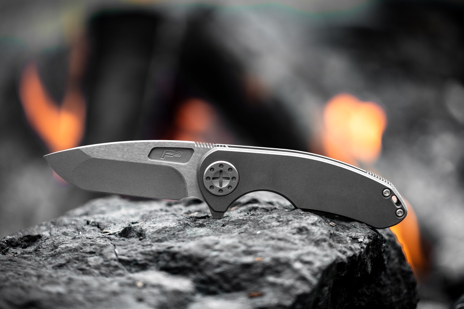Curtiss Knives F3 Medium 3.25&quot; Framelock Flipper / Stonewashed Titanium / Two Tone CPM-MagnaCut Spanto