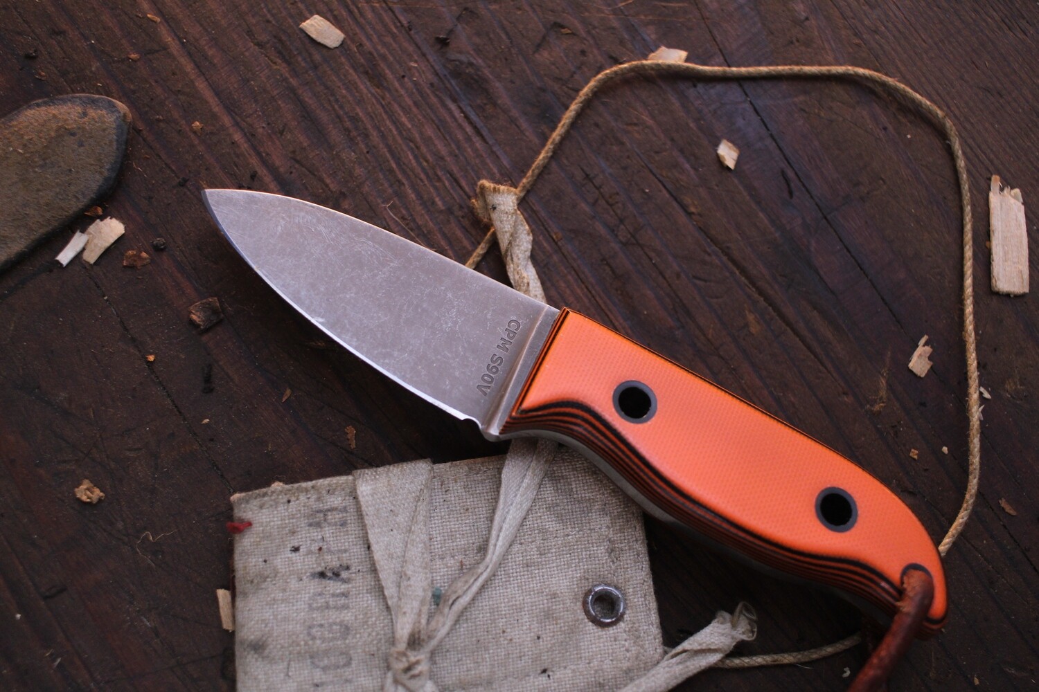 PARADOG Knives Blaze 2.5” Fixed Blade Hunter / Black &amp; Orange G-10 / Beadblast S90V