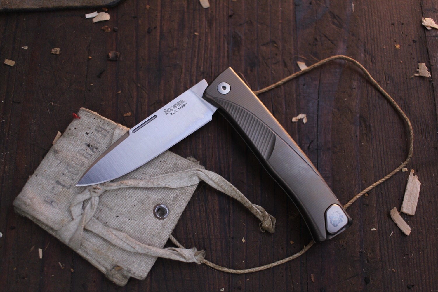 LionSTEEL Thrill 3” Integral Slipjoint Folder /Bronzed Titanium / Satin M390