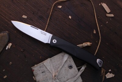 LionSTEEL Thrill 3” Integral Slipjoint Folder / Black Aluminum / Satin M390