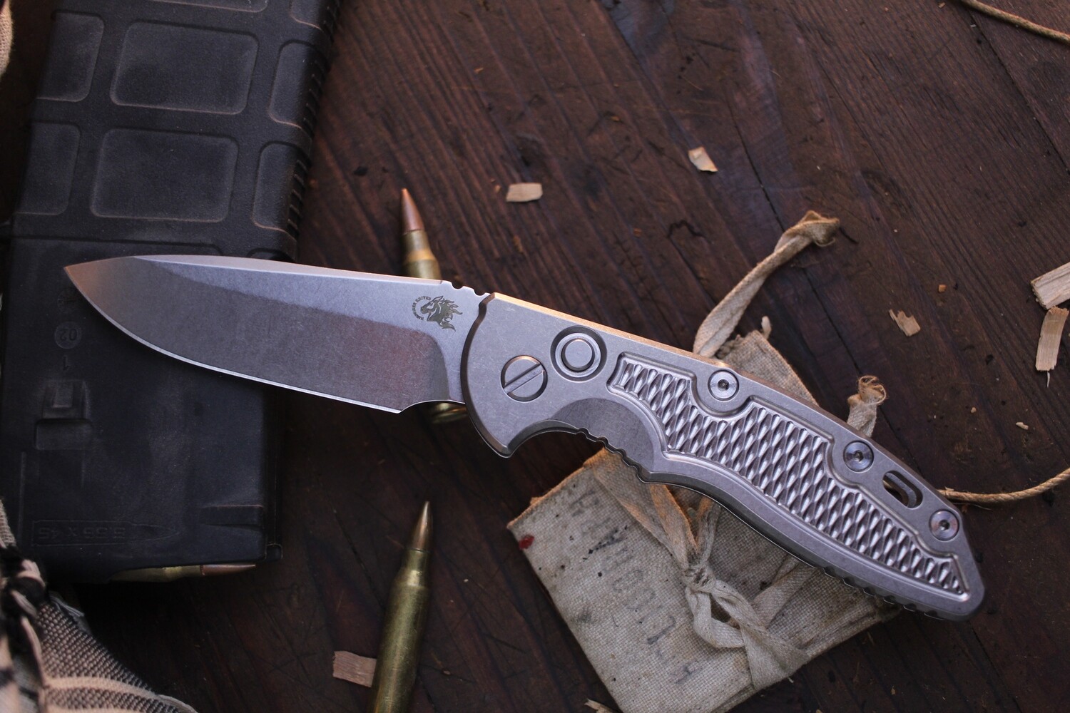 Hinderer XM-18 3.5”AUTO Buttonlock Folder / Titanium / Stonewashed 20CV Spearpoint