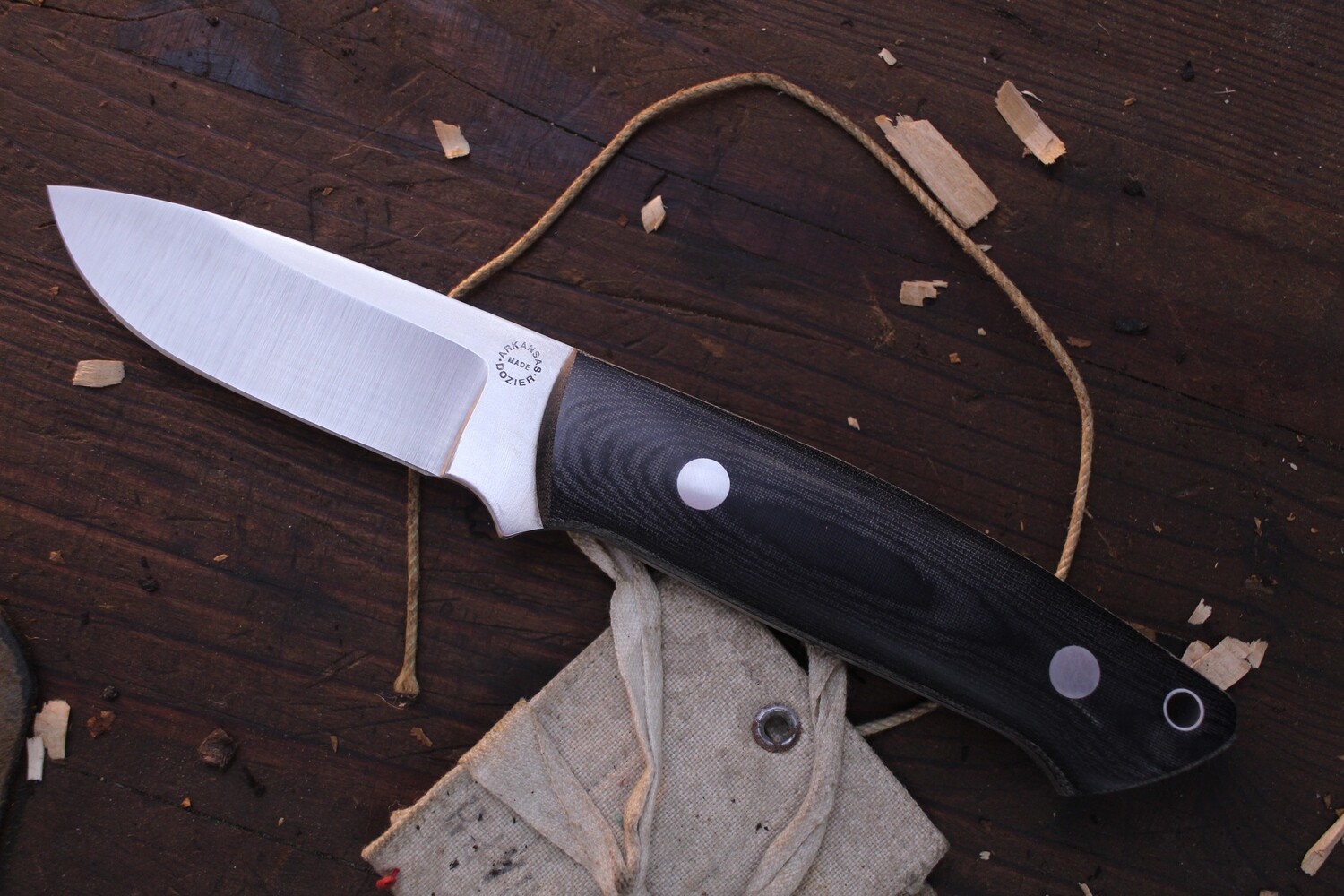 Dozier K-DPII 2nd Gen  3&quot; Drop Point Hunter  / Black Micarta / Satin D2