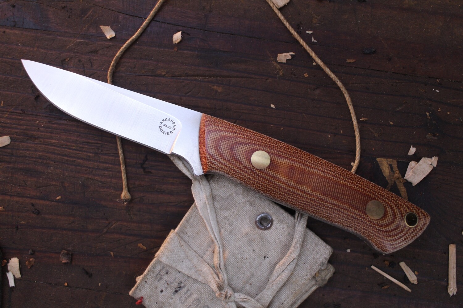 Dozier K7 Slim Outdoorsman 3.5&quot; Fixed Blade  / Natural Canvas Micarta / Satin D2