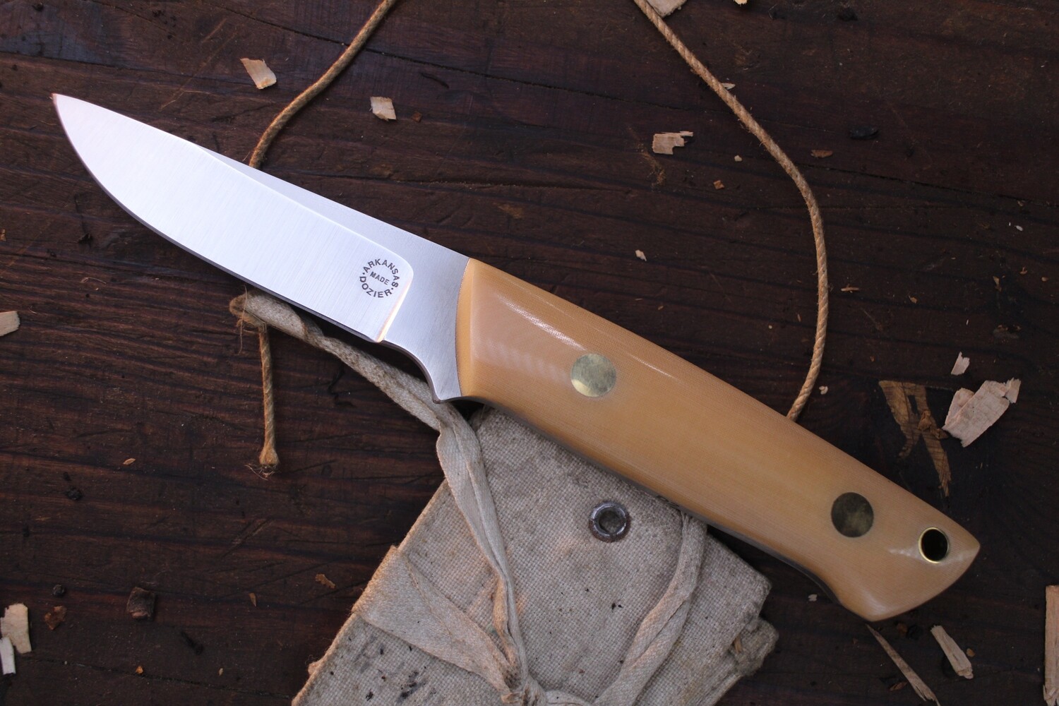 Dozier K7 Slim Outdoorsman 3.5&quot; Fixed Blade  / Bone Linen Micarta / Satin D2
