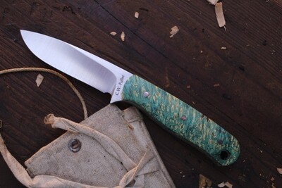 C.W. Fuller Pocket Pal 2.5” Drop Point Fixed Blade / Dyed Maple Burl / Satin N690