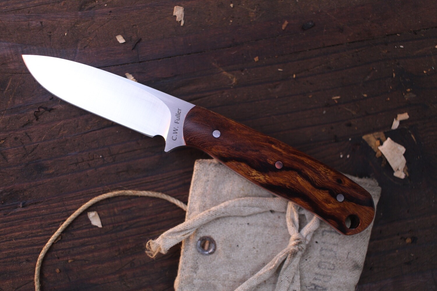 C.W. Fuller Pocket Pal 2.5” Drop Point Fixed Blade / Desert Ironwood / Satin N690