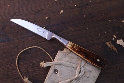 Krause Handmade Neck Knife 2.125” Fixed Blade / Mammoth Ivory / Satin CPM-154