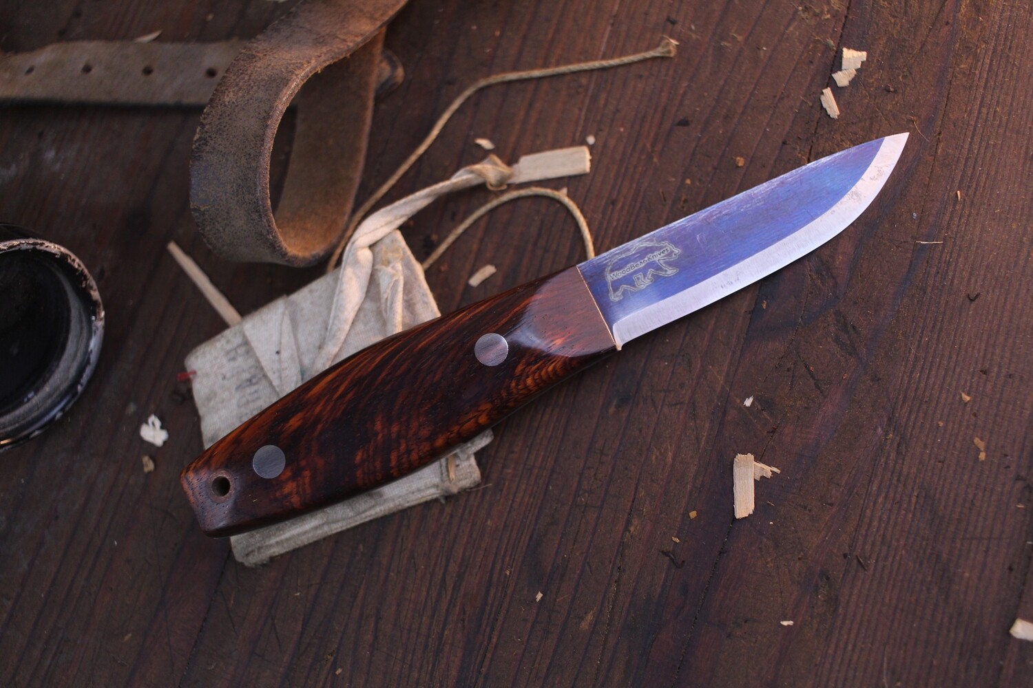 Wood Bear Knives BCNW 3.5” Fixed Blade Puukko / Cocobolo  / Satin O1