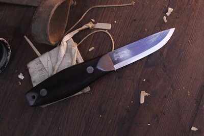 Wood Bear Knives BCNW 3.5” Fixed Blade Puukko / African Black Wood  / Satin O1